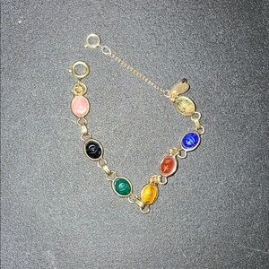 RUSSEL GEMSTONE SCARAB BRACELET SIGNED 1/20 12K GOLD FILLED